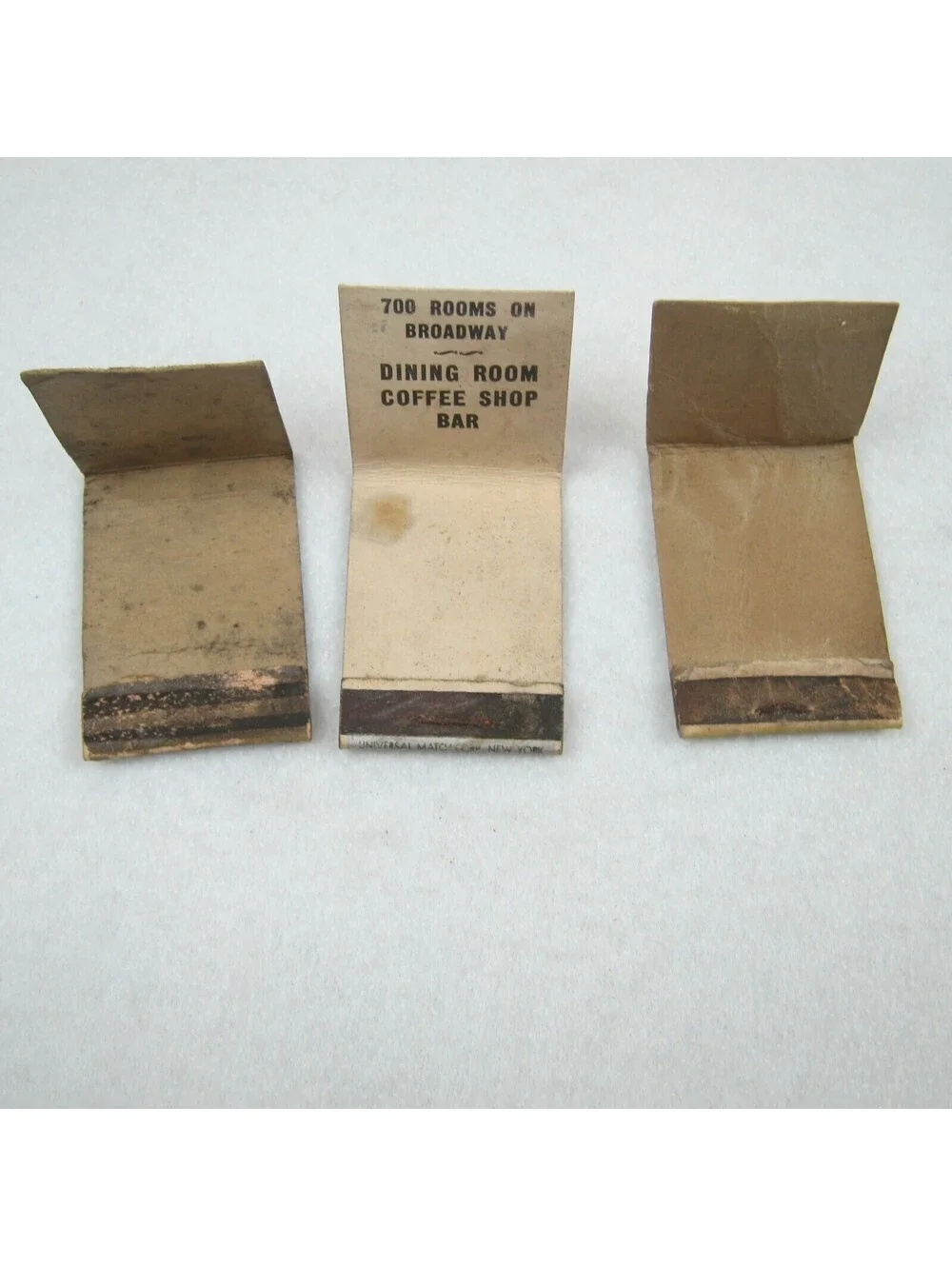 3 Vintage Matchbook Covers Drink Coca Cola, Hotel Empire New York, Hotel Roberts